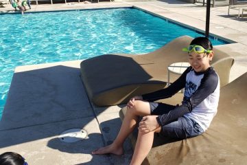 Nolan at the pool at Palm Springs