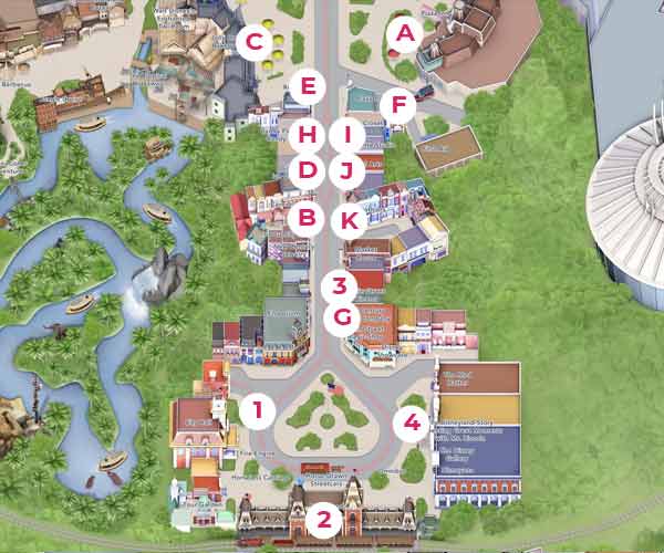 Disneyland Main Street USA map