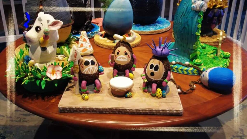 Moana themed egg display at Beach Club